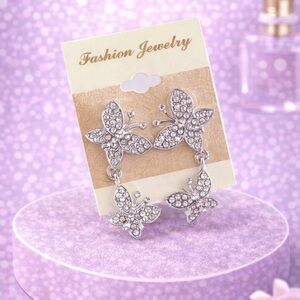 Rhinestone Butterfly Earrings